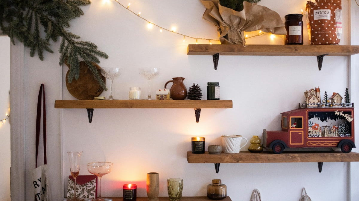 Floating shelves with decor