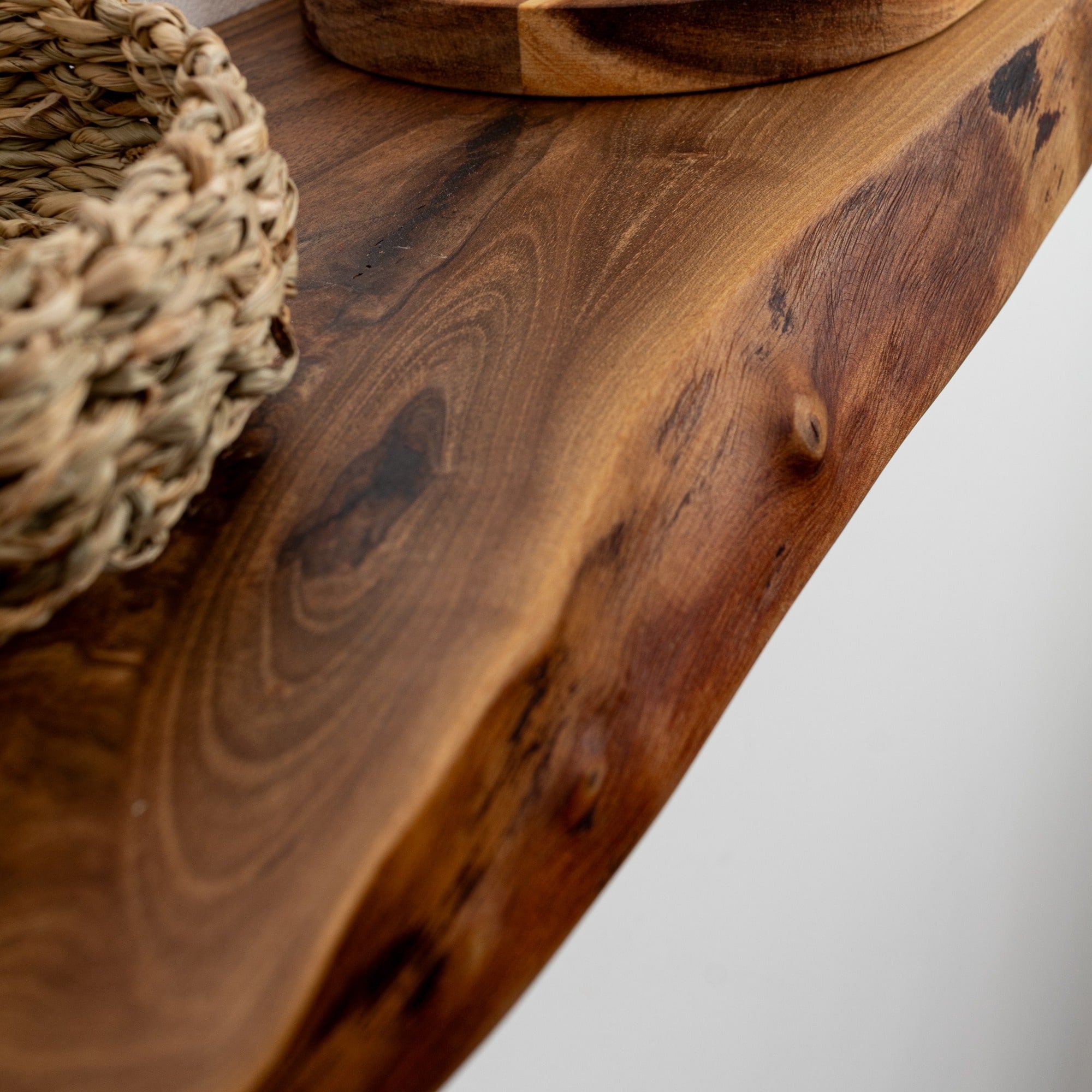 Close-up of a wooden surface with natural grain and texture.