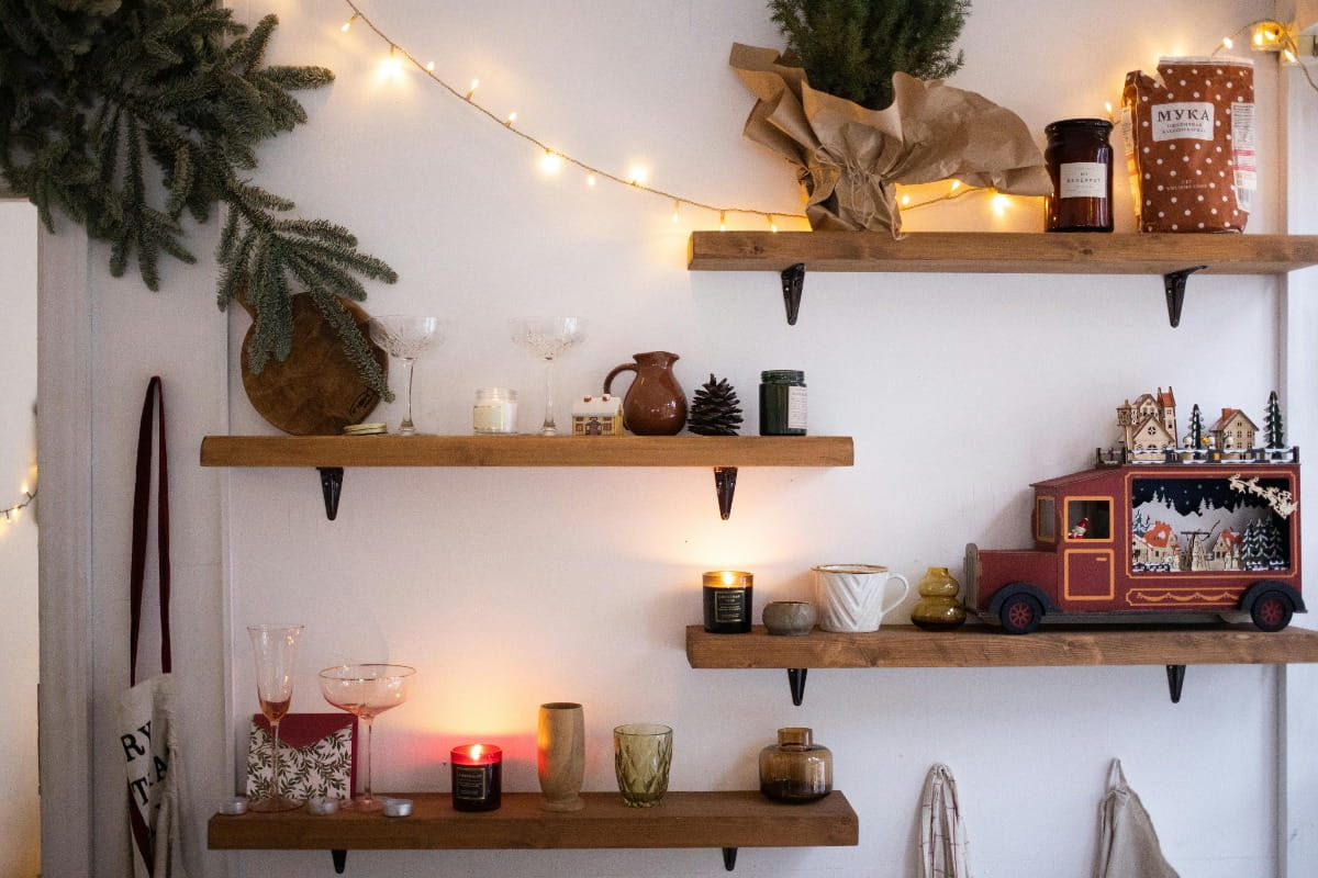 Floating shelves with decor